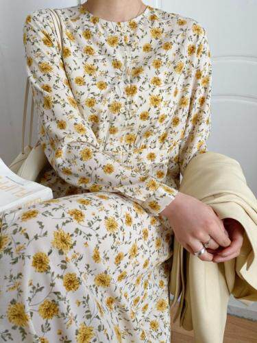 春季新款-韩版花连衣裙，女装连衣裙，LUCY