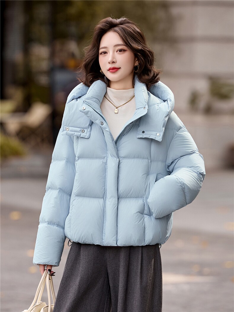 短款连帽立领羽绒服女冬2025新款韩版休闲小个子90白鸭绒加厚保暖,女装羽绒服,辉之琳