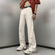 美式高街hiphop潮牌牛仔裤男宽松直筒水洗做旧排扣设计感微喇裤子，男装牛仔裤，星座505-2（原电商A260-1)