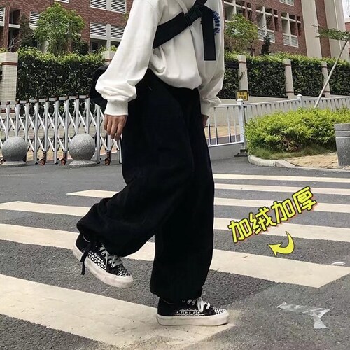 日系灯芯绒裤子男春秋潮牌复古休闲裤加绒款AJ377P40常规30图片
