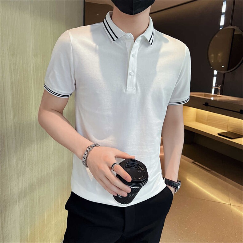 主推品质大码简约撞色领大码短袖翻领Polo衫潮牌上衣T063-38,男装T恤,电商D342