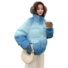 渐变色短款羽绒服女2025冬季新款独特超好看小个子保暖白鸭绒外套，女装羽绒服，2C218