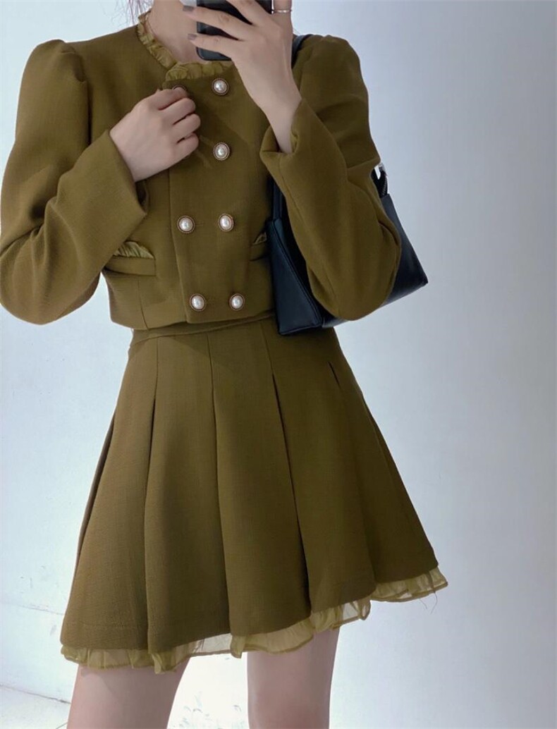 小香百褶裙套装，女装职业装，驿谷