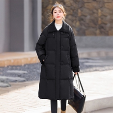 中长款羽绒服女2024冬季新款欧货大牌高端洋气羊羔毛翻领加厚外套，女装羽绒服，衣之秀