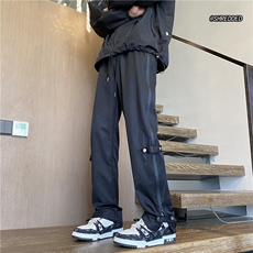 美式高街潮流拉链微喇休闲裤宽松百搭冲锋裤B315-K23377-P45控58，男装休闲裤，电商B315