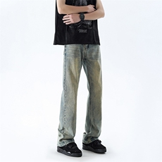 B221美式ins高街暗黑小众修身微喇牛仔裤LK24168-P60控78，男装牛仔裤，电商B221