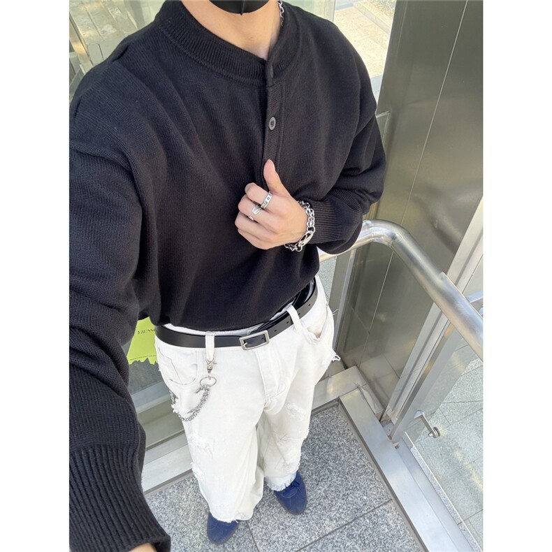 亨利领毛衣男款冬季可机洗毛线衫慵懒高级中性风针织衫，男装针织衫/毛衣，星座203-1