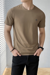 B353 T5052 P38 M-3XL 夏季2025新款男士冰丝凉感速干短袖T恤 白图片