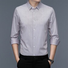 长袖衬衫男春秋季薄款中年男士休闲衬衣2023新款无痕免烫上衣，男装衬衫，电商B212（原钱塘6029）