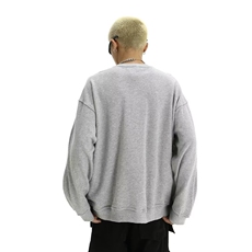 GW16-P38解构双拉链圆领廓形灰色长袖卫衣男休闲拼接落肩袖重磅，男装T恤，电商B323A