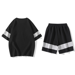 2025夏季新款运动服短袖T恤运动套装潮男痞帅一套搭配宽松短裤p45图片