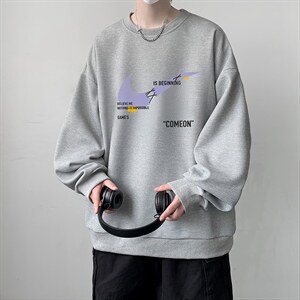 华夫格卫衣圆领卫衣男大码长袖t恤男外套HW76259-P30加绒款-P40图片