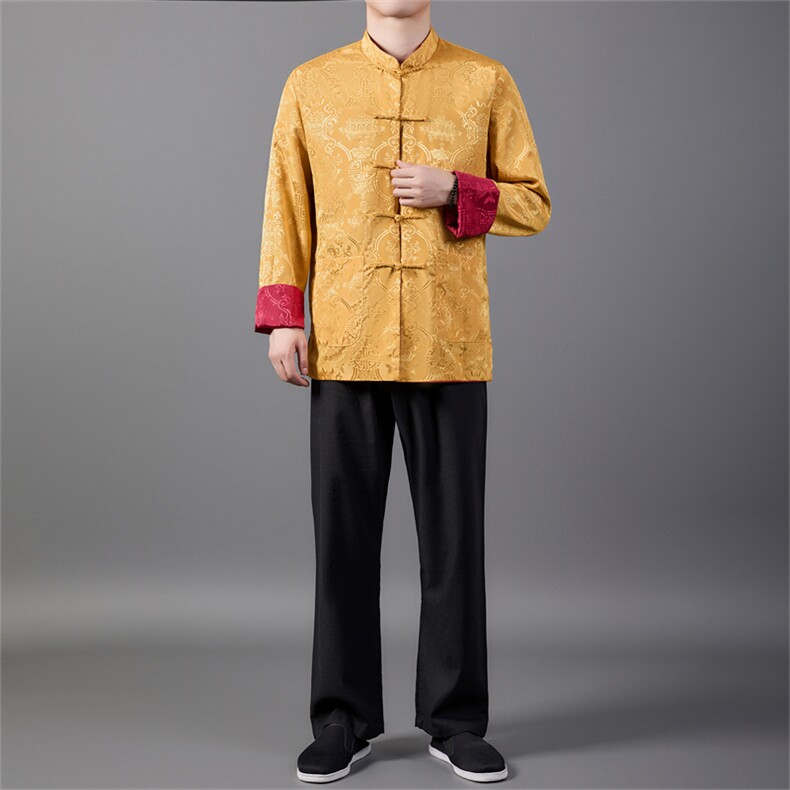 高端风唐装两面穿绸缎外套男中老年中式复古夹克HL23916-P100,男装夹克,星座1105-3