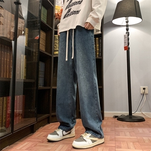 港风复古水洗抽绳阔腿拖地直筒休闲牛仔裤 XZ213-DK2004-P45控58图片