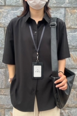 薄款冰丝短袖衬衫男简约纯色垂感休闲痞帅衬衣CS288-P20，男装T恤，星座301C-5