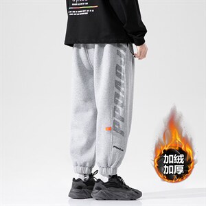 2021冬季新无影墙日系大码男字母印花加绒加厚休闲裤卫裤K2126P55，男装休闲裤，电商A001