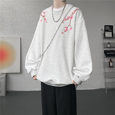 8XL-M新中式圆领卫衣宽松大码风刺绣无帽上衣重磅外套WY5118P55，女装短外套，电商B238
