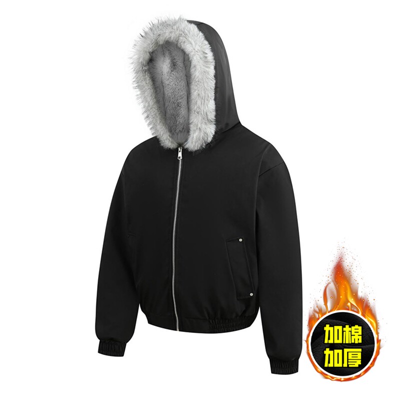 现货高品质美式高街冬季重磅狼王座山雕毛毛领棉衣男女款加厚外套，男装棉衣，电商A486