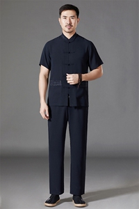 中老年棉麻套装高档唐装太极服中式刺绣立领短袖风时尚男夏装图片