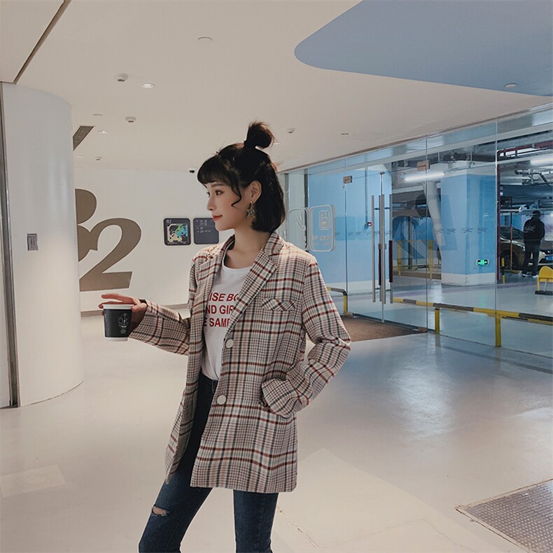 现货2021春季新款粉色格子小西装钱塘1318A-6623,女装西装,西子