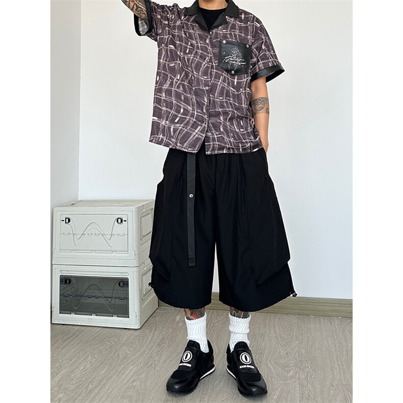 港风七分裤多口袋休闲裤短裤工装裤A014-DY25265-P50控68,男装牛仔裤,电商A014
