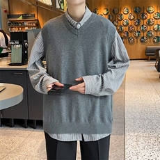 2026春季新款纯色针织衫坎肩韩版V领无袖毛背心BX019，男装背心/马甲，星座1108