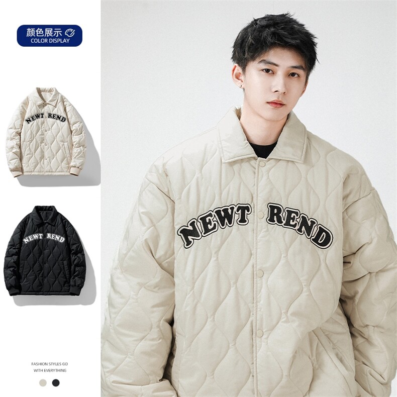 夹克棉衣男潮牌冬翻领字母痞帅棒球服外套大码棉服M0781-P95,男装棉衣,星座308B-2