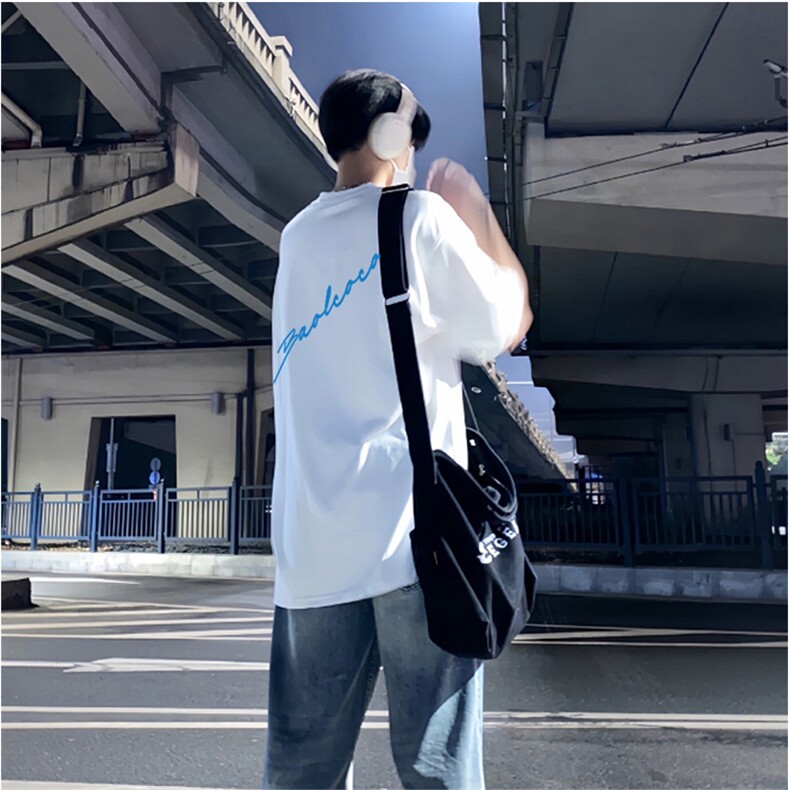 抖音得物供货210克现货宽松纯棉美式潮牌印花落肩袖纯棉T恤AT2199图片