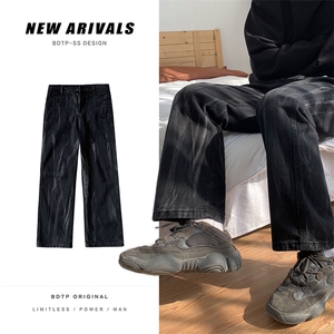 牛仔裤痞帅高街男宽松韩版S-3XL直筒潮牌ins秋冬长裤  K1851-P40图片