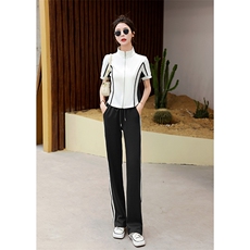 时尚休闲套装女2025年夏新款小个子减龄时髦减龄运动阔腿裤两件套，女装套装/套裙，妙形