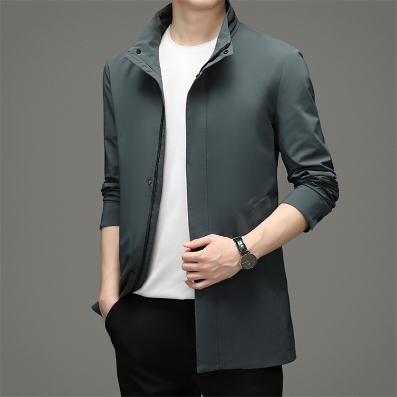 D6628806男式2021初秋立领风衣男中长款外套修身商务休闲男P186,男装风衣,电商B360