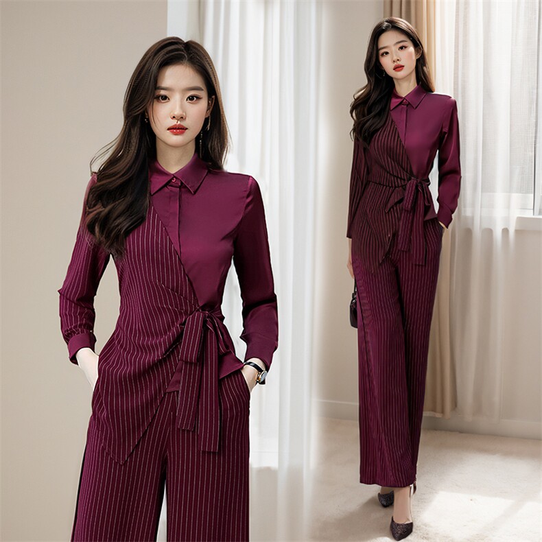 职业套装女2025年春秋新款时尚气质女神范干练工作服阔腿裤两件套,女装套装/套裙,依路服饰