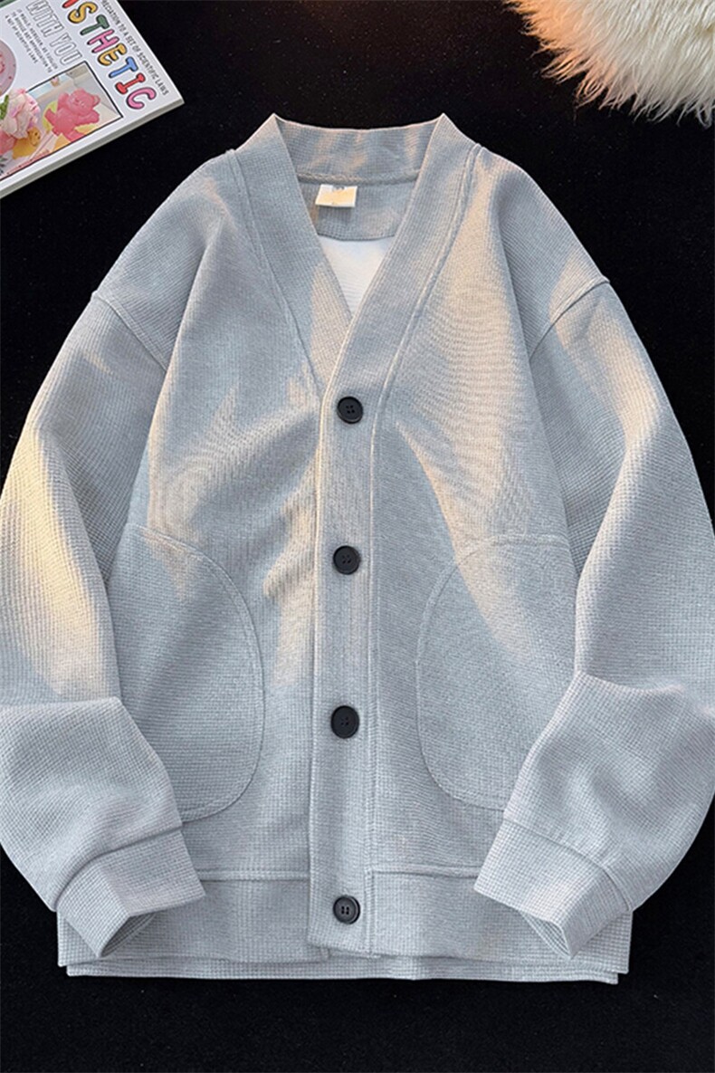 8XL-M春季开衫V领卫衣男港风日系慵懒风痞帅长袖上衣服外套KS001,男装卫衣,电商B312