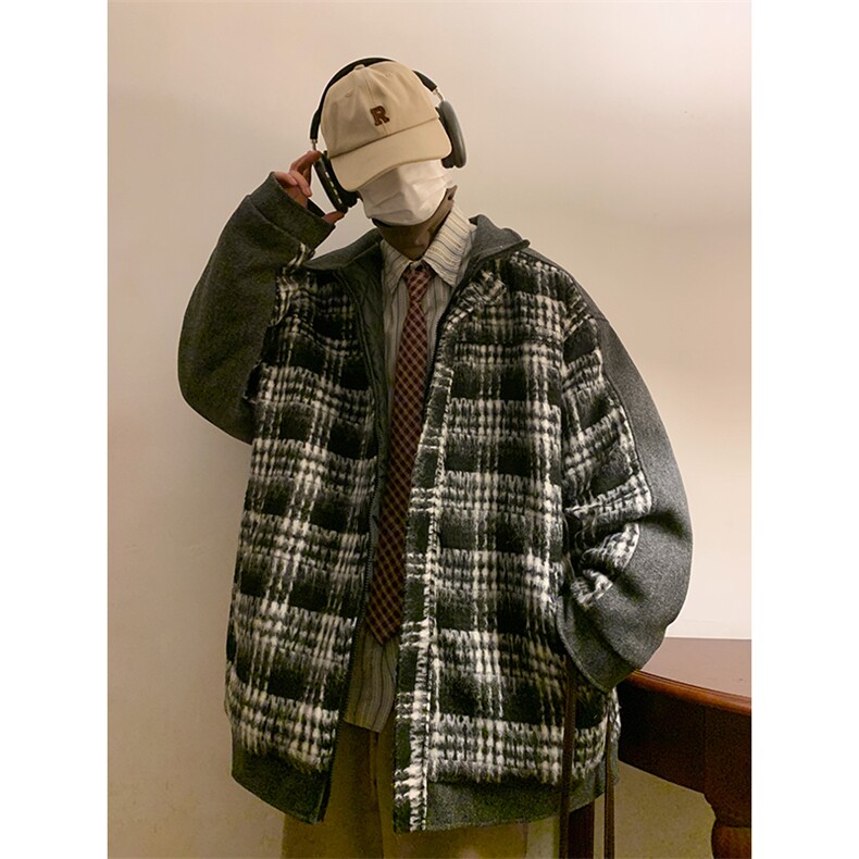 痞帅棉衣毛呢外套加厚夹克棉袄港风棉服日系1016-1W87P128K158,男装棉衣,星座1016-1（原电商B408-1）