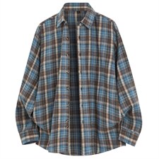 春季新款（跨境电商）格子男女情侣款潮流宽松格纹衬衣，男装衬衫，星座1107-1