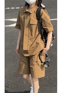 工装短袖衬衫男生休闲美式复古衬衣 8028-P38图片