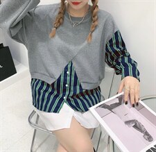 2021川A线秋季新品假两件卫衣6881，女装卫衣/绒衫，川A线