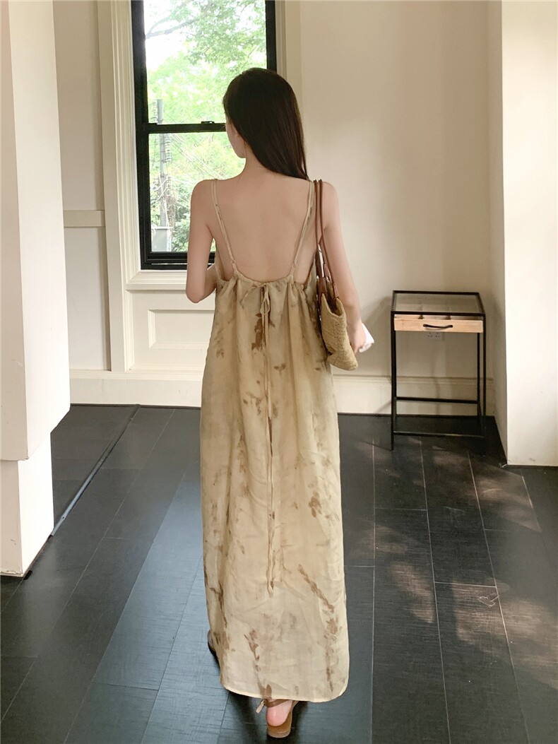 现货主推亚麻波西米亚风沙滩吊带连衣裙p135-k185,女装套装/套裙,丝露怡语
