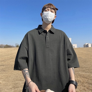 得物抖音高品质二开 珠地网眼透气面料纯色宽松短袖T恤翻领POLO衫图片