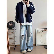 立领撞色运动卫衣外套男秋冬cleanfit美式情侣装开衫LWY099-P45，女装短外套，星座1008