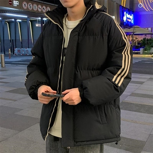美式复古三条杠拼接连帽棉服男青少年防泼水棉衣M2910特P75控108图片