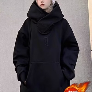 美式重磅高领卫衣男连帽冬季加绒宽松痞帅情侣休闲运动外套ins潮图片