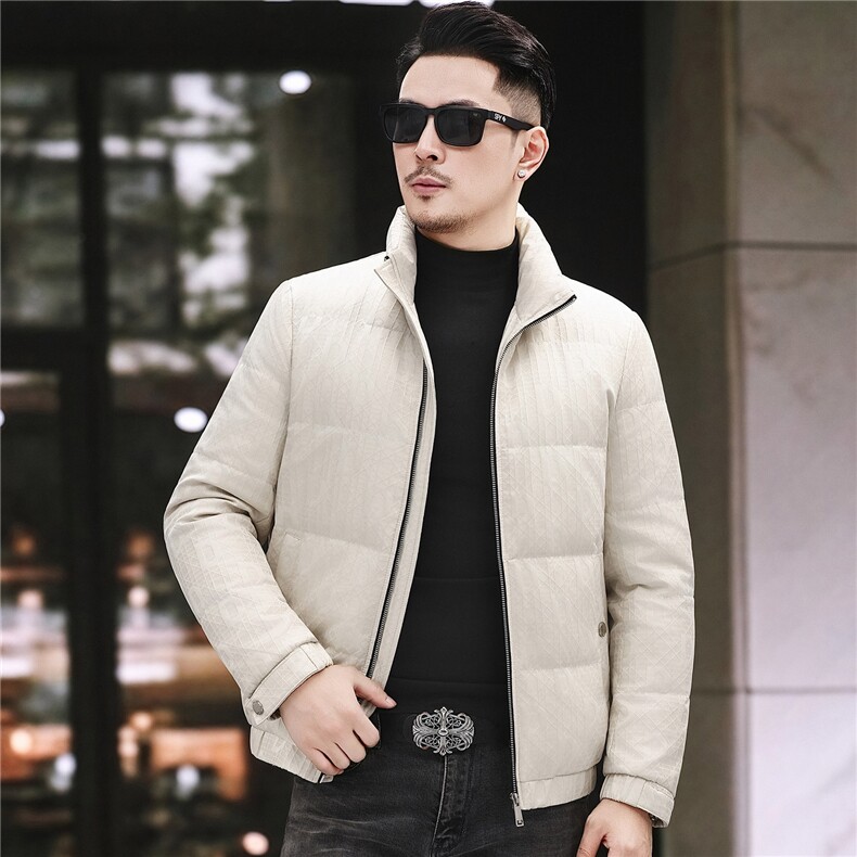 2025新款冬季短款90绒子白鸭绒羽绒服外套中年男装加厚羽绒服夹克,男装夹克,钱塘723