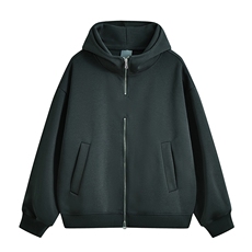 重磅全棉450克双拉链开衫连帽卫衣纯色短宽外套男潮RH5329-P57，女装短外套，星座610B-1