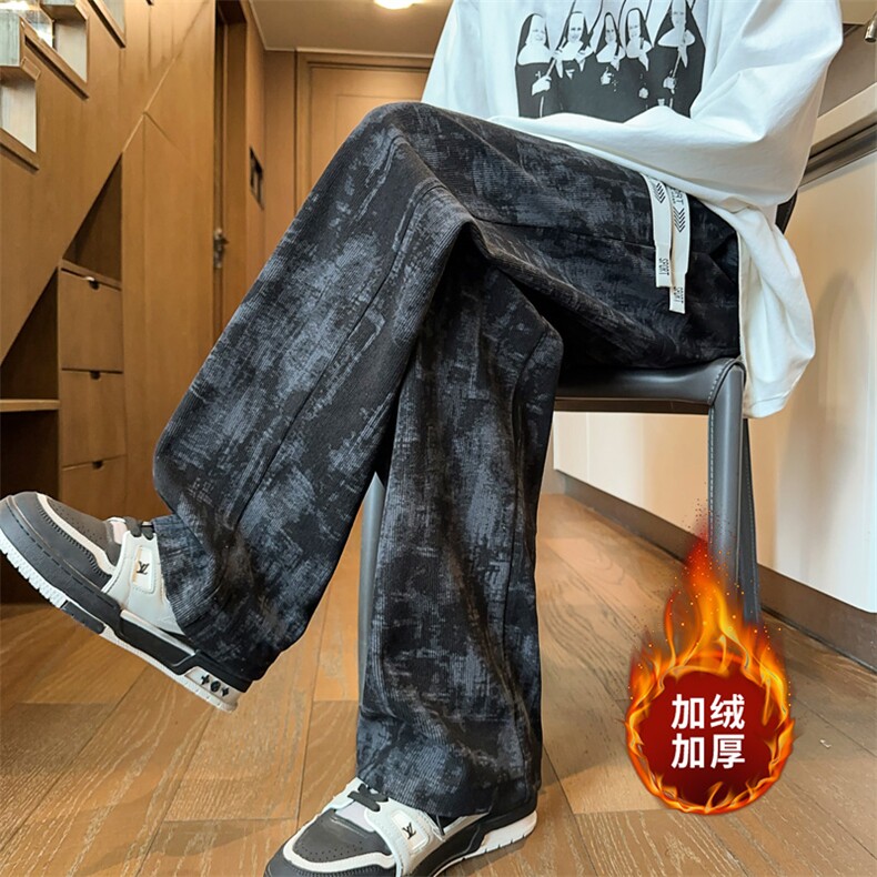 ！2025秋冬新款男士潮牌直筒裤情侣拖地裤WK2055特P35加绒P45图片