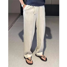 夏季老钱风天丝亚麻休闲裤子男宽松轻奢长裤子K331-P50，男装休闲裤，星座1004-3