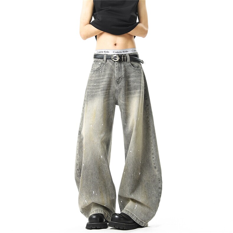 【现货】美式复古灰色喷漆弯刀牛仔裤3XZ502-K819-P65控89,男装牛仔裤,星座502
