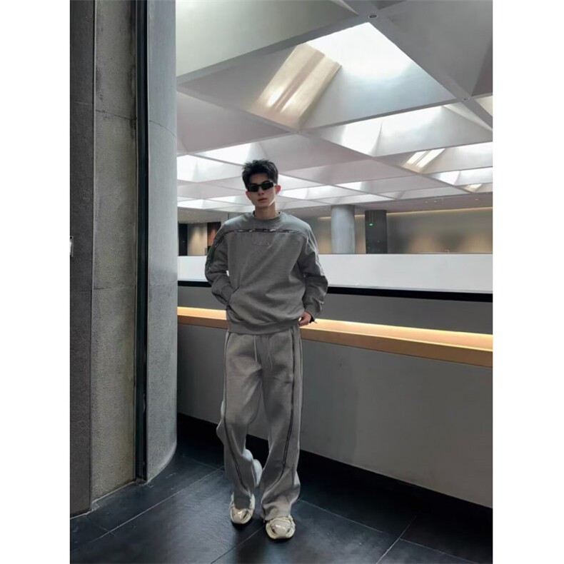网络图现货百搭圆领简约拉链基础休闲无帽男卫衣RW18-P105,男装卫衣,星座1005-6
