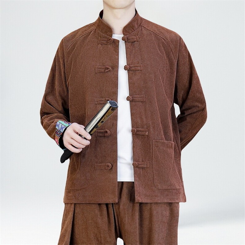 男士外套灯芯绒夹克盘扣立领唐装风XZ1512-2502单夹克-P80,男装夹克,星座1512