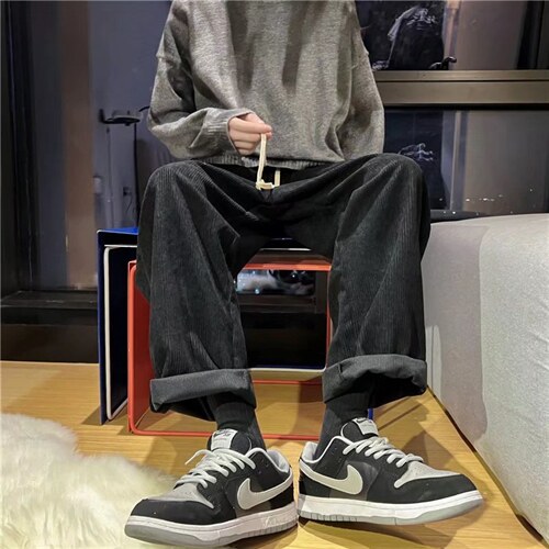 灯芯绒男裤秋冬坠感阔腿休闲裤B370P32图片